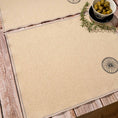 Charger l'image dans la visionneuse de la galerie, “Gordina beige cotton placemat with embroidered wheel motif – handcrafted table textile”