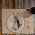 Bild in Galerie-Betrachter laden, Set of four embroidered cotton placemats with connected house motifs, celebrating family, home, and craftsmanship.