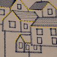 Bild in Galerie-Betrachter laden, Handmade embroidered cotton tablecloth featuring connected houses, designed to evoke warmth and togetherness.
