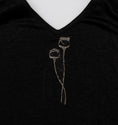 Bild in Galerie-Betrachter laden, Wider neckline detail of The Poppy Black linen tank top embroidery