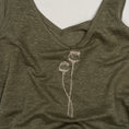 Bild in Galerie-Betrachter laden, Close-up of cream poppy embroidery on The Poppy Olive Green linen tank top