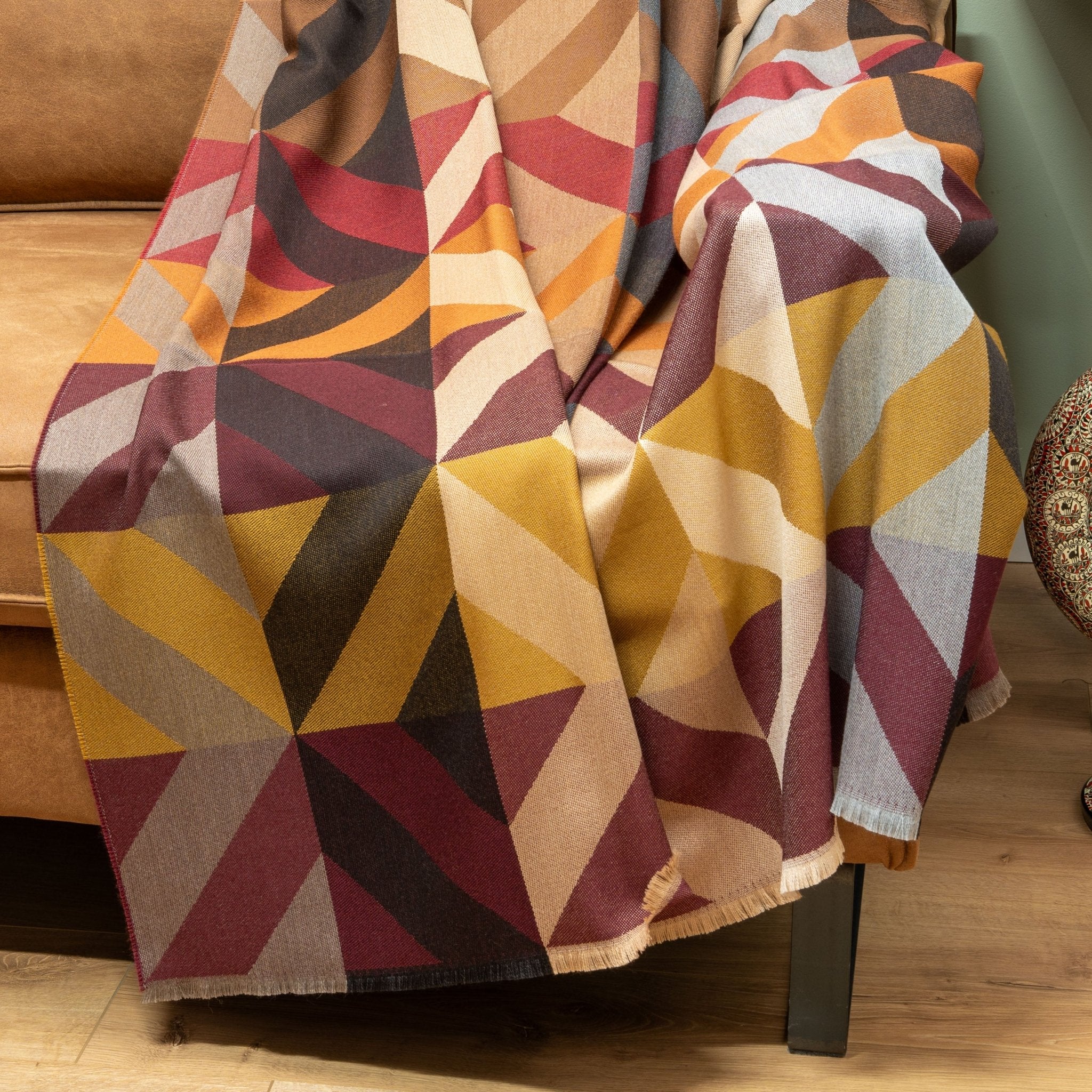 ORLANDO Virgin Wool Throw Blanket Burgundy - GordinathrowEagle Products