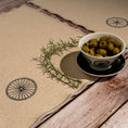 Charger l'image dans la visionneuse de la galerie, “Gordina beige cotton placemat with embroidered wheel motif – handcrafted table textile”
