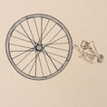 Load image into Gallery viewer, Large embroidered cotton tablecloth with bicycle motif, handmade in the Netherlands, celebrating movement and connection.

