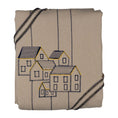 Load image into Gallery viewer, Handmade embroidered cotton tablecloth featuring connected houses, designed to evoke warmth and togetherness.

