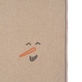 Charger l'image dans la visionneuse de la galerie, Set of four embroidered cotton placemats with playful snowman design, handmade for winter dining and festive tables.

