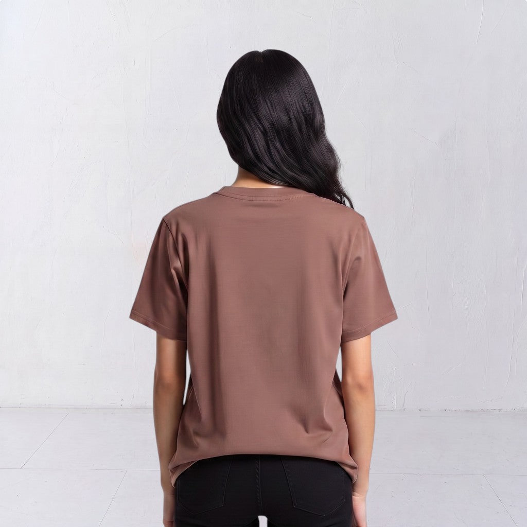 Back view of the La Bailarina terracotta T-shirt, plain and unembroidered