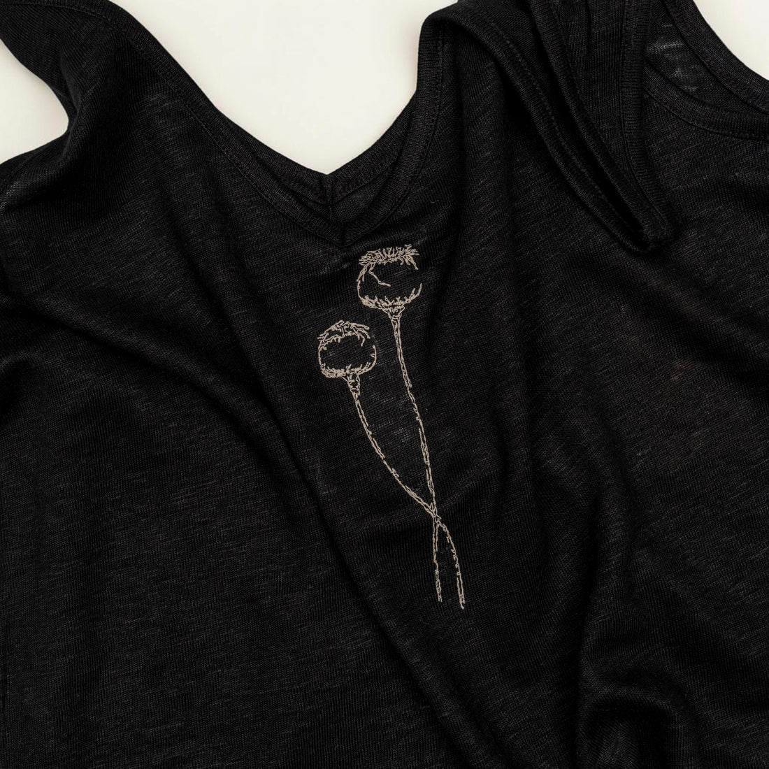 The Poppy — close-up of embroidery on cotton