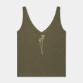 Bild in Galerie-Betrachter laden, Flat lay of The Poppy Olive Green linen tank top showing the embroidered neckline
