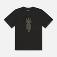 Bild in Galerie-Betrachter laden, The Ward Faded Black women’s T-shirt flat lay showing the cream embroidery
