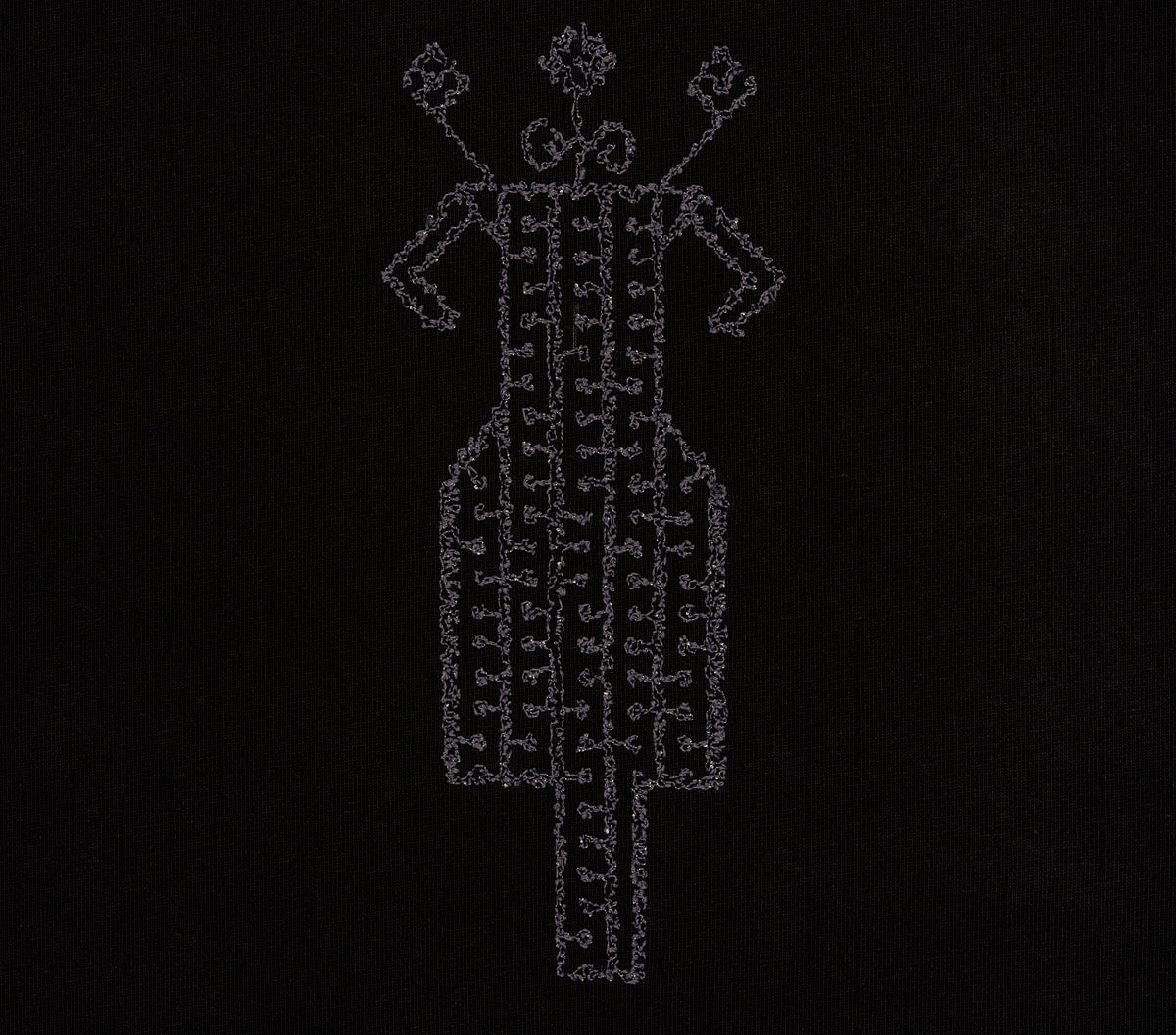 Close-up of tonal horse-and-rider embroidery on The Ward Faded Coal T-shirt