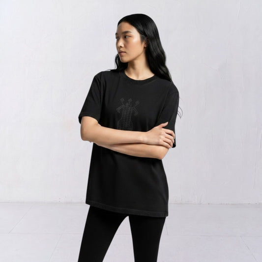 The Ward Faded Coal women’s T-shirt with tonal horse-and-rider embroidery, front view