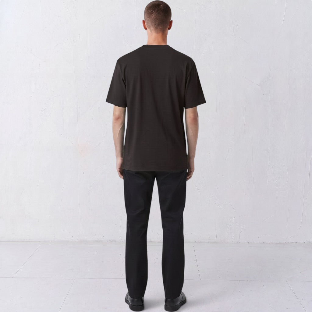 The Papyrus embroidered T-shirt in coal, plain back view